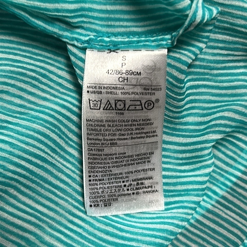 BANANA REPUBLIC Teal/ White Stripe Ruffle Sleeveless Top Size Small - Picture 6 of 6